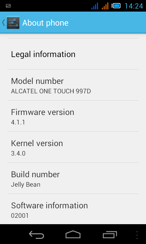 Screenshot of jelly bean upgrade