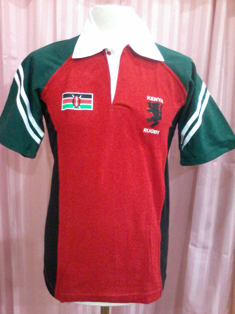 Kenya Rugby red polo with raglan sleeves