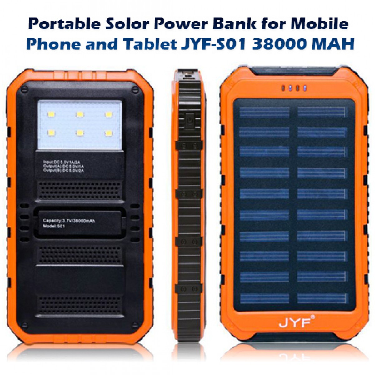 JYF Solar Powerbank 38000 mAh Dual USB for Mobile Phone & Tablet OFFER