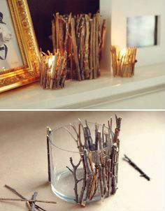 Twig covered Candle holders