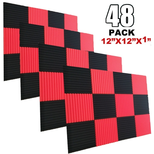 48 pack Red_Black Acoustic Foam