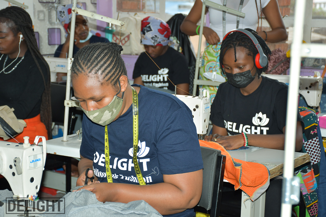 Students taking sewing projects